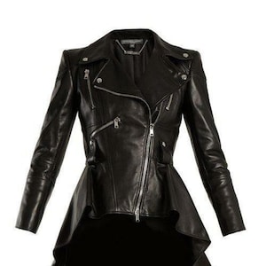 Genuine Leather Peplum Biker Jacket Lamb Skin Slim Fit Leather - Etsy