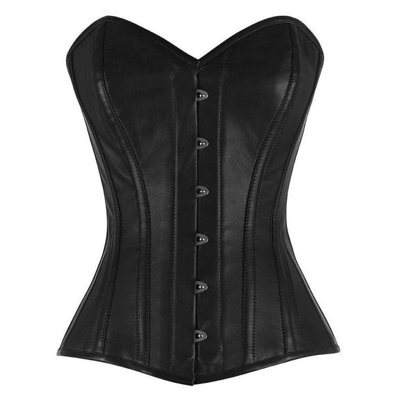 Real Leather Overbust Gothic Corset Black/Genuine Leather | Etsy