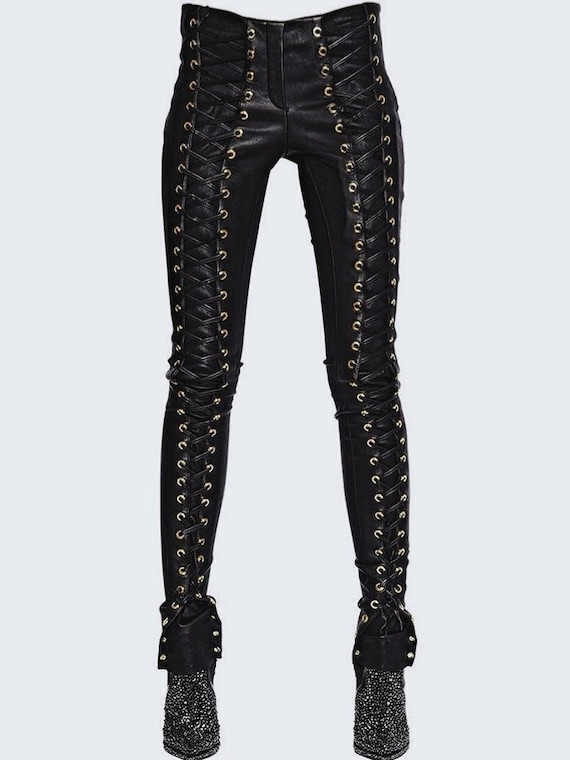 Mid rise top leather pants