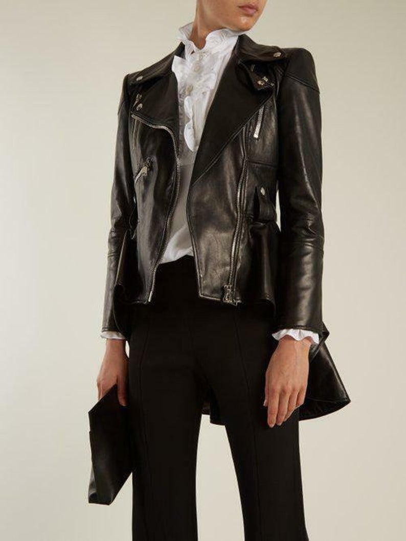 Genuine Leather Peplum Biker Jacket Lamb Skin Slim Fit Leather - Etsy