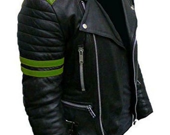 Men's Classic Vintage Motorcycle Green Real Leather Jacket Men's Classic Vintage Motorcycle Green Real Leather Jacket