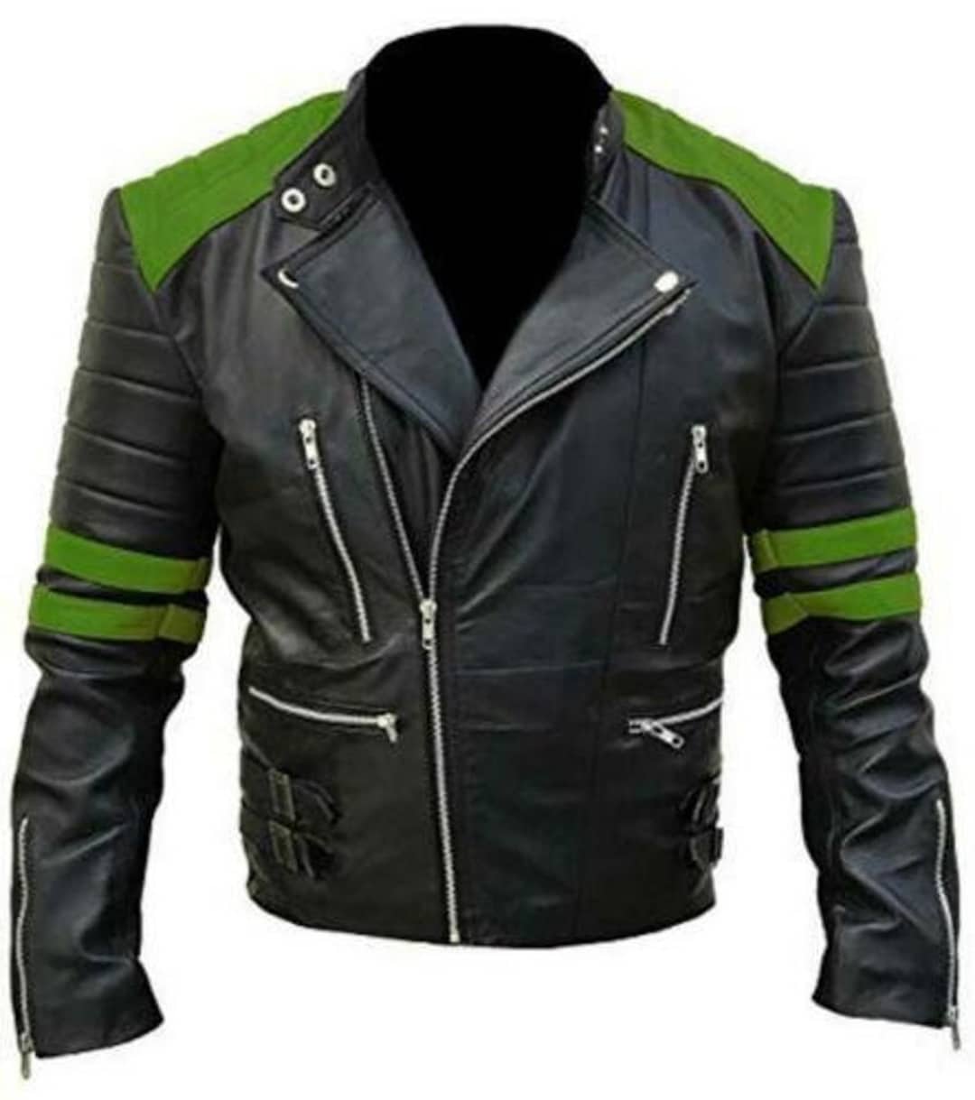 Men's Classic Vintage Motorcycle Green Real Leather Jacket Men's Classic Vintage Motorcycle Green Real Leather Jacket