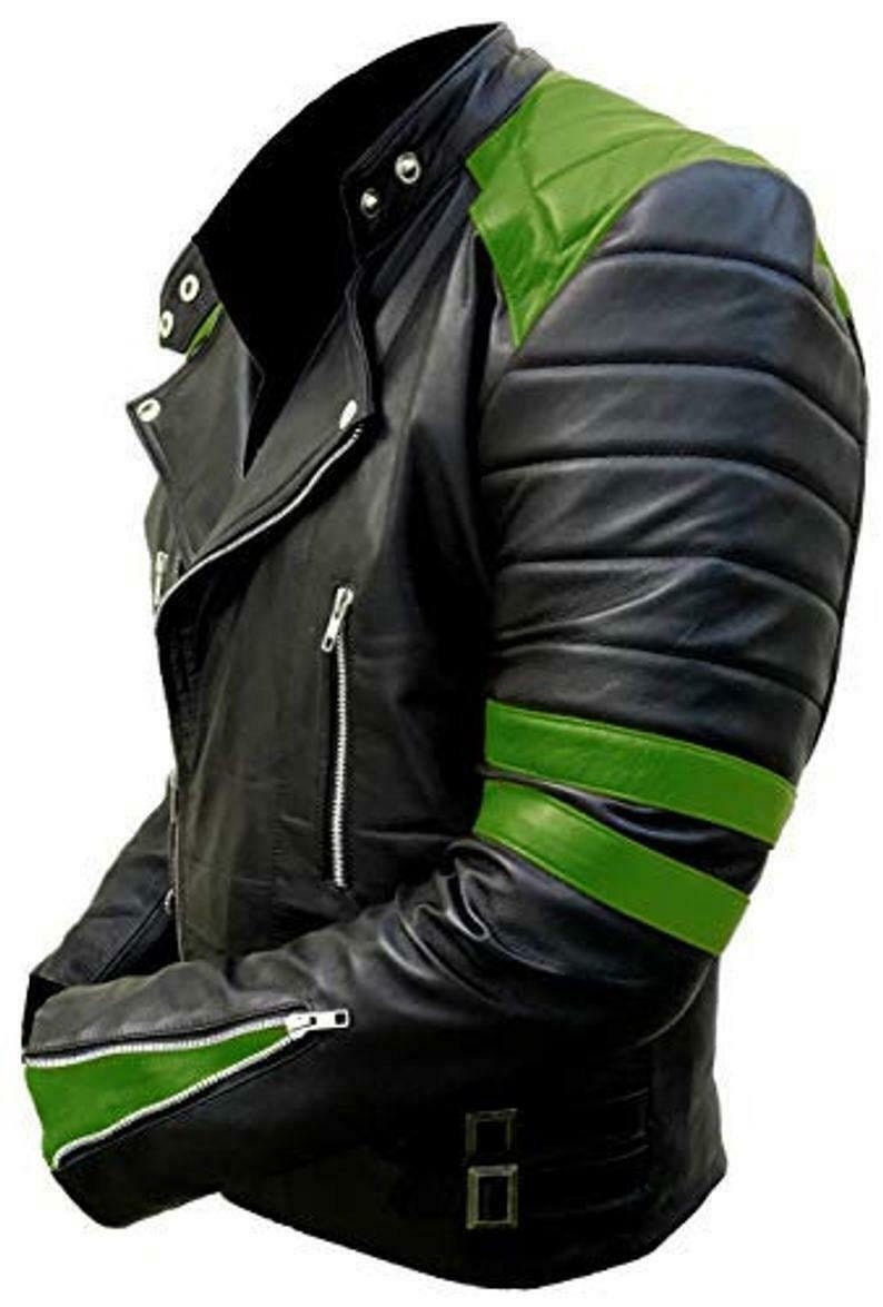 Men's Classic Vintage Motorcycle Green Real Leather Jacket Men's Classic Vintage Motorcycle Green Real Leather Jacket