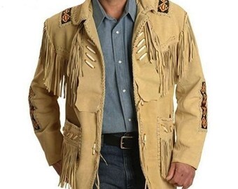 mens buckskin jacket with fringe