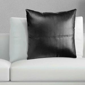 Genuine Lambskin Leather Pillow Cover Black Decorative Couch Throw Pillow Case Handmade
