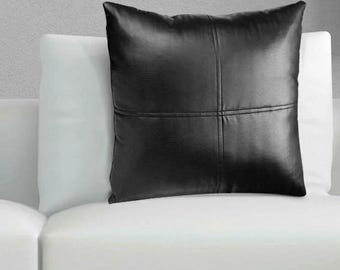 Kussensloop echt lamsleer zwarte decoratieve bank sierkussenhoes handgemaakt