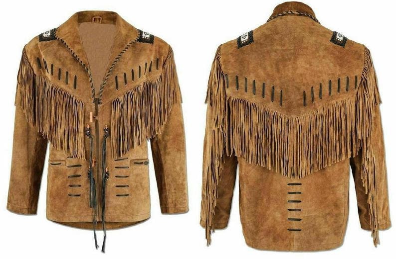 Men's Traditional Handmade Cowboy Western Leather Jacket Coat With ...