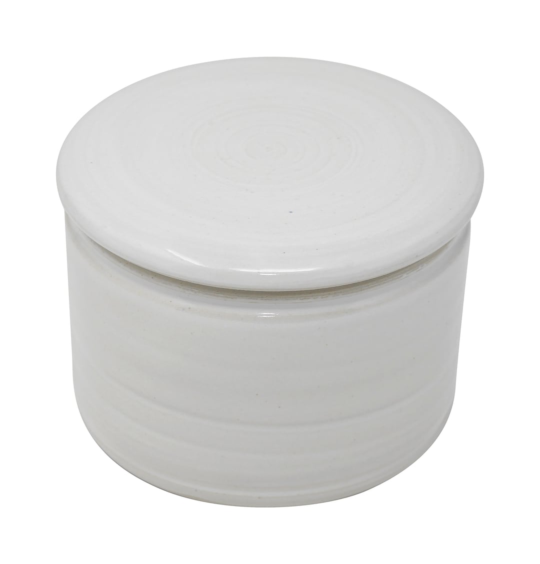 Französischer Buttertopf Aus Keramik – 280 G Butterdose Mit Streuer & Deckel, Weiß