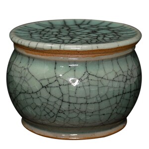 Original Französische Wassergekühlte Keramik Butterdose, Frische Und Streichzarte Butter, ca. 250g, EIS JADE Tusche Seladon Craquelé B-G 画像 15
