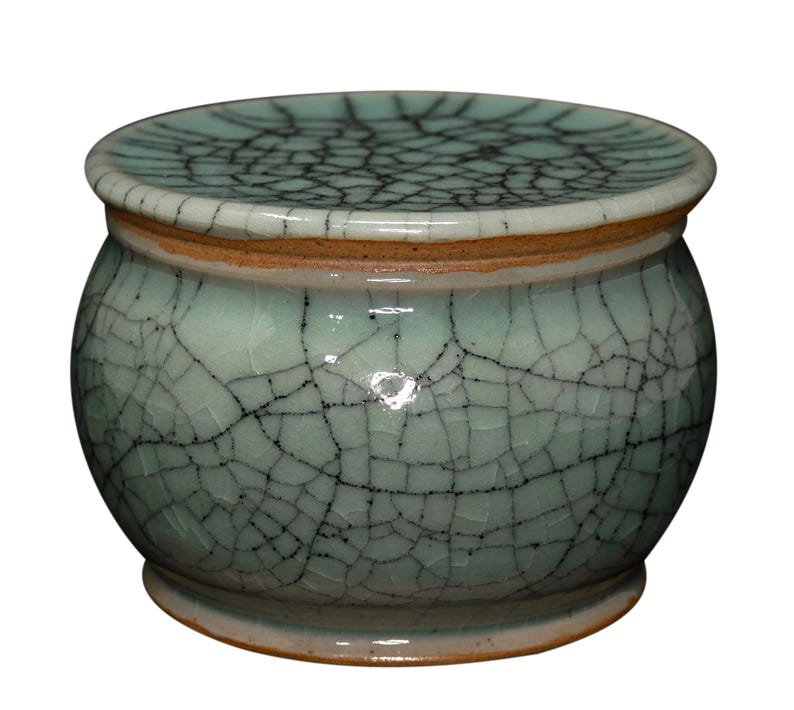 Original Französische Wassergekühlte Keramik Butterdose, Frische Und Streichzarte Butter, ca. 250g, EIS JADE Tusche Seladon Craquelé B-G 画像 15