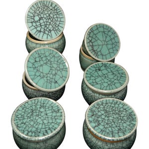 Original Französische Wassergekühlte Keramik Butterdose, Frische Und Streichzarte Butter, ca. 250g, EIS JADE Tusche Seladon Craquelé B-G 画像 16
