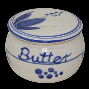 French water-cooled ceramic butter dish, always fresh and spreadable butter for breakfast, approx. 250g, "BUTTER" decor B-G