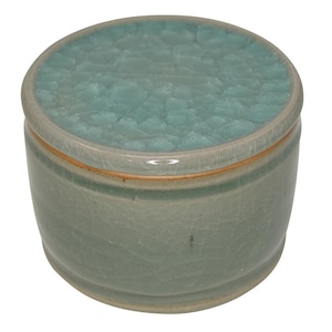 Original Französische Wassergekühlte Keramik Butterdose, Frische Und Streichzarte Butter, ca. 250g, EIS JADE SELADON Craquelé Z-G