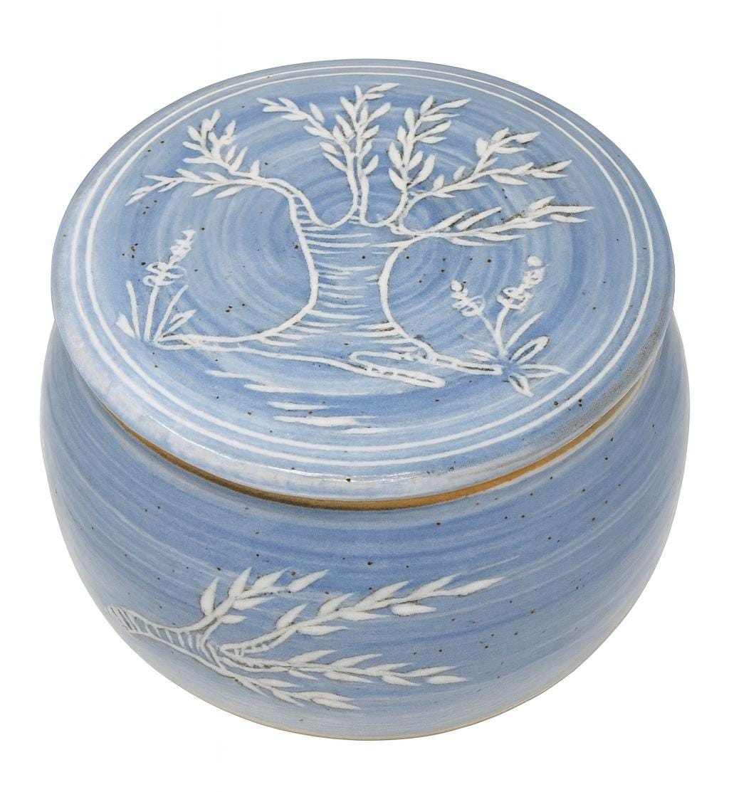 Original Französische Wassergekühlte Keramik Butterdose, Immer Frische Und Streichzarte Butter Zum Frühstück, ca. 250g, Bristol Ölbaum B-G