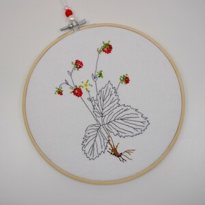 Embroidery ring Strawberry time cross-stitch after Ch. Dahlbeck D 19 cm window decoration embroidery frame picture image 3