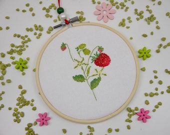 Embroidery ring "Strawberry Time" cross stitch according to acufactum D 12 cm window decoration embroidery frame picture