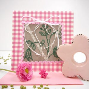 Klappkarte "Zum Geburtstag" mit Umschlag Kreuzstich Grußkarte Glückwunschkarte 15x15cm