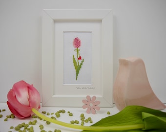 Embroidery picture "For you" cross stitch according to Ch.Dahlbeck framed 10 x 15 cm flower decoration spring decoration Mother's Day