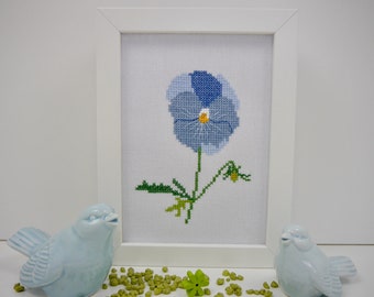 Picture "Panties" cross stitch after Ch. Dahlbeck framed 13 x 18 cm spring decoration floral motif