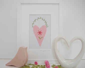 Picture "Spring Heart" cross stitch after Ch. Dahlbeck framed 21 x 30 cm Mother's Day