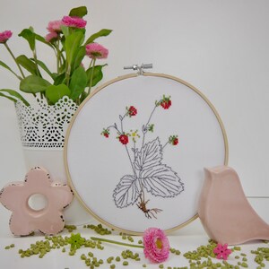 Embroidery ring Strawberry time cross-stitch after Ch. Dahlbeck D 19 cm window decoration embroidery frame picture image 1