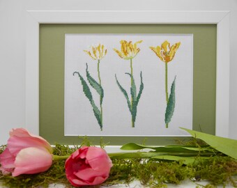 Picture "Spring Greetings" framed cross stitch after Ch. Dahlbeck, 21 x 30 cm