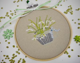 Embroidery ring "Snowdrop" cross stitch according to Ch.Dahlbeck D 14 cm Spring decoration