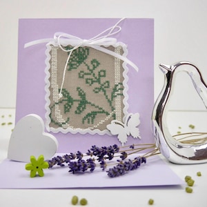 Klappkarte "Zum Geburtstag" mit Umschlag Kreuzstich Grußkarten Glückwunschkarte 15x15cm