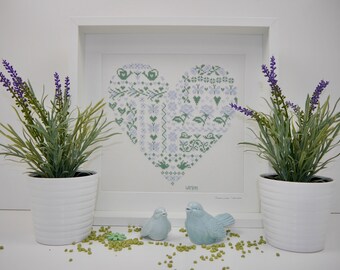 Picture "Garden Love" cross stitch according to D.Rellecke framed 35 x 35 cm flower motif Mother's Day