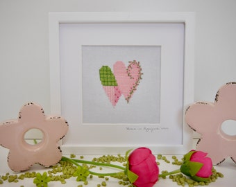 Picture "Hearts in a double pack" cross stitch after Ch. Dahlbeck framed 20 x 20 cm Mother's Day