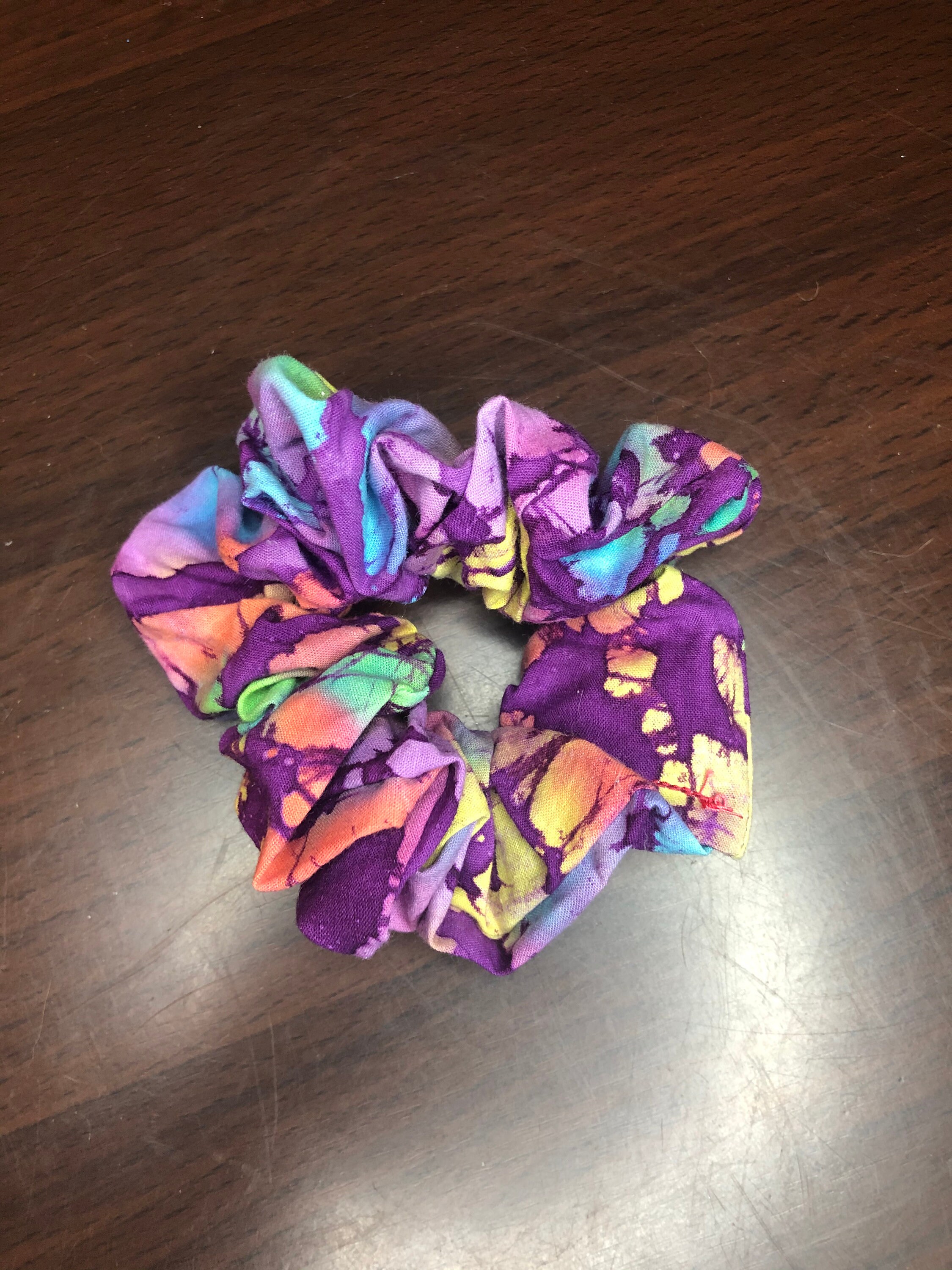 Large Purple Scrunchie With Multi-colored Tie Dye Pattern Hair Tie Hair ...