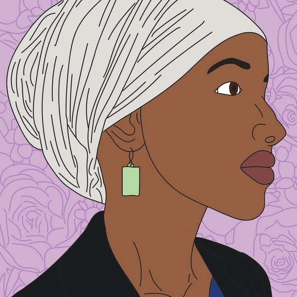 Ilhan Omar "Do it. No permission. No invitation." Feminist Woman Empowerment Illustration Poster Print Sticker Magnet - 4x6 to 21x28