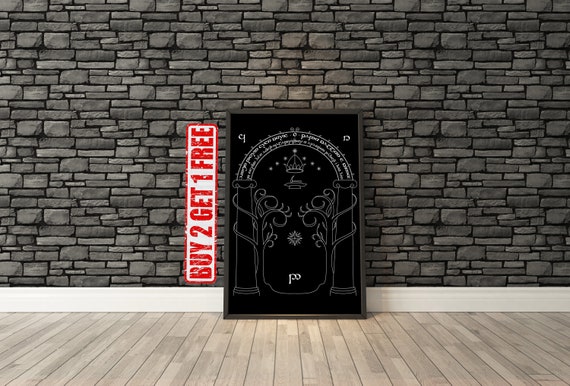 Doors Of Durin Art Print Lotr Wall Art Moria Poster Etsy