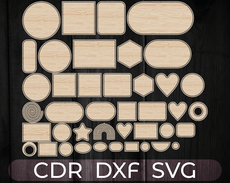 Peut inclure: Un ensemble de 30 formes de cadres en bois diff&eacute;rentes avec une bordure en pointill&eacute;s. Les cadres sont de formes vari&eacute;es, notamment des cercles, des ovales, des carr&eacute;s, des rectangles, des c&oelig;urs et des &eacute;toiles. Les cadres sont parfaits pour l'artisanat et les projets de bricolage.