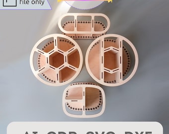Bases de 20 cm (4,7 pouces) pour organiser des paniers au crochet. Ensemble de 4 fichiers découpés au laser de base pour un panier au crochet. Fichier découpé au laser CDR SVG DXF Ai.