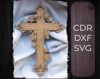 Croix svg, svg religieux chrétien | croix .svg | Lime cnc pour la découpe laser du bois, du contreplaqué, de l'acrylique | Modèle de fichier numérique DXF cdr pdf