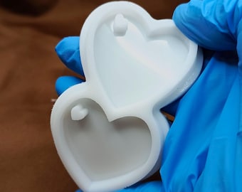 Two Hearts Silicone Mold 4.5x4.2x0.6 cm for Epoxy Resin