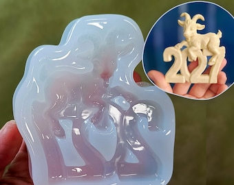 2027 Goat Silicone Mold for Resin Crafts | Year of the Goat Zodiac Ornament
