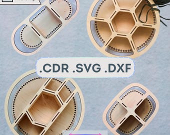 30 cm Lot de 4 Basis - classeur de rangement découpé au laser pour un panier au crochet. Bas à tricoter. Fichier CDR SVG DXF découpé au laser. Crochet en bois