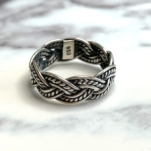 Braided Silver Ring | 950 Sterling Silver | Twisted Band Ring | Oxidized silver ring