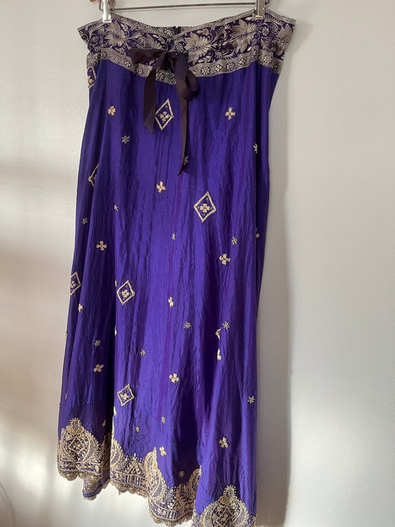 Stunning Indigo Skirt Made from Wedding Sari India