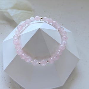 Rose quartz bracelet birthday gift gemstone healing stone bracelet, yoga jewelry gift idea, handmade jewelry