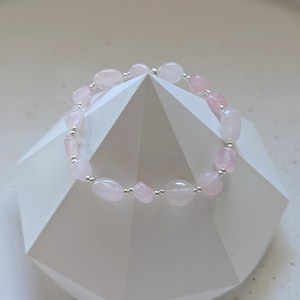 Bracelet rose quartz birthday gift gemstone healing stone bracelet, yoga jewelry gift idea, handmade jewelry