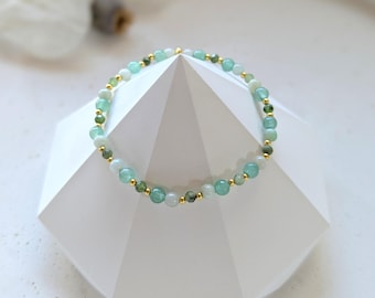 Aventurijn armband, verjaardagscadeau, edelsteen aventurijn, prehniet, jade edelsteen armband, yoga sieraden armband, cadeau idee, jade armband