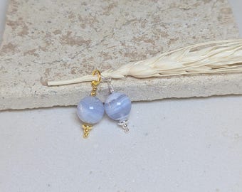 Chalcedoon hanger in goud of zilver, edelsteen hanger met ketting, een attent cadeau-idee voor vrouwen, een cadeau voor je vriendin.