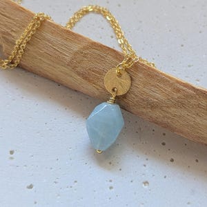 Aquamarine necklace, gemstone necklace, birthday gift, aquamarine pendant in gold or silver, gemstone gift idea for women, yoga jewelry