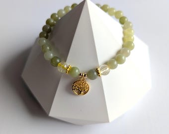 Jade Edelstein Armband Geburtstagsgeschenk Edelstein Citrin Anhänger gold Lebensbaum Armkette Yoga Schmuck Armband Geschenkidee