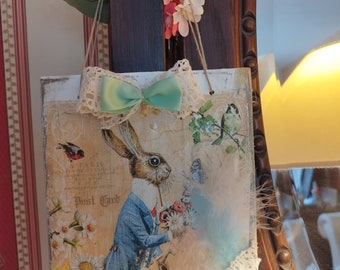 2 Conigli Pasquali In Legno Fai-da-te – Decorazione Da Tavolo E Scrivania, Stile Country, Per Ingresso E Soggiorno (grande 20 Cm, Piccolo 14 Cm)