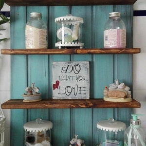 Spice rack * Hanging shelf * Cup rack * Shabby * Loftstyle turquoise nut
