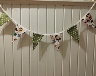 shabby pennant necklace * handmade * cowboy * vintage * country house * 6 pennants length approx. 1.5 m red/ white/ green